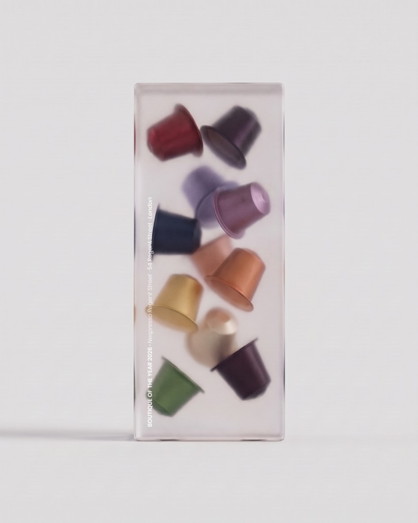 Nespresso-trofee, 2026 - Inclusie in Acryl, vooraanzicht